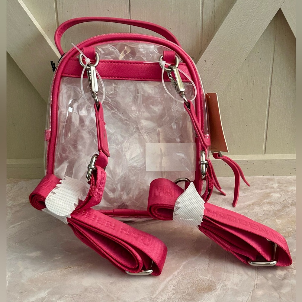 Madden NYC Clear Mini Convertible Backpack Fuchsia NWT - Picture 7 of 10